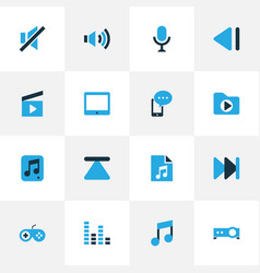 Music Colorful Icons Set With File Cinema Clap