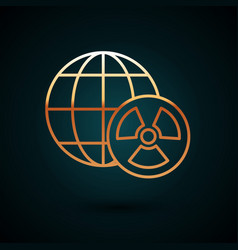 Gold Line Planet Earth And Radiation Symbol Icon