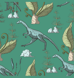 Compsognathus Dinosaur Seamless Pattern