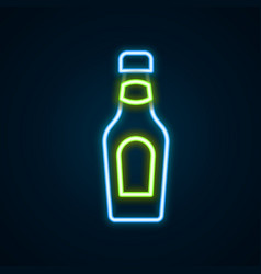 Glowing Neon Line Champagne Bottle Icon Isolated