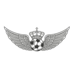 Soccer Ball With Wings And Royal Crown Vintage En