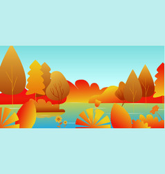 Autumn Landscape With A Lake And Leaves