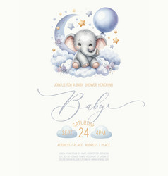 Cute Baby Shower Watercolor Invitation Card