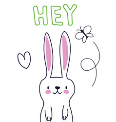 Cute Rabbit With Lazy Day Text In Cartoon Doodle