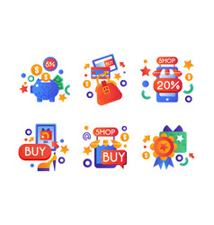 Shopping Flat And Colorful Icon With Piggy Bank