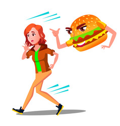 Scared Teen Girl Urning Away From Hamburger