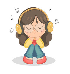 A Of Girl Listening To Music Using Head