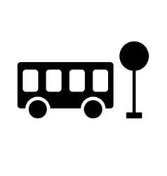 Bus Silhouette Icon And Stop Pole Icon