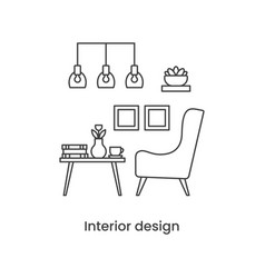 Interior Design Line Icon Concept Living Room