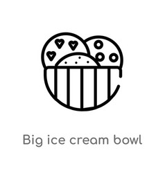 Outline Big Ice Cream Bowl Icon Isolated Black