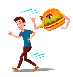 Scared Teen Guy Urning Away From Hamburger