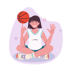 Teenager Girl Spinning Basketball Ball With Finger