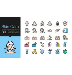 Skin Care Icons Filled Outline Design