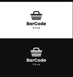 Barcode Combine With Basket Logo Design Simple