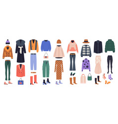 Big Set Of Female Winter Clothing Flat Art