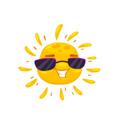 Cartoon Sun Character With Sunglasses Happy Smile