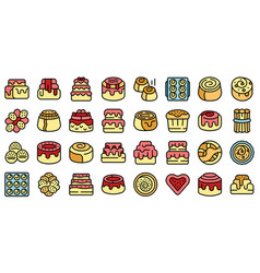 Cinnamon Roll Bun Icons Set Flat