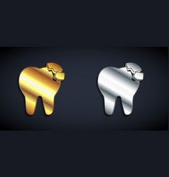 Gold And Silver Broken Tooth Icon Isolated