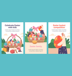 Happy Family Easter Celebration Cartoon Banners