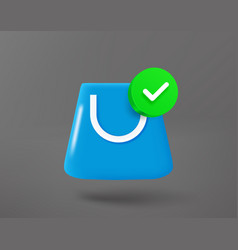 Shopping Bag With Green Checkmark 3d Icon