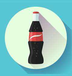 Soda Bottle With Red Lable Flat Icon