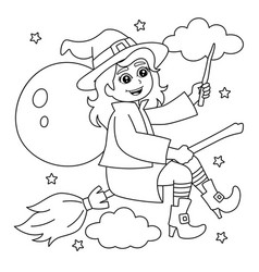 Fairy holding magic wand coloring page for kids Vector Image