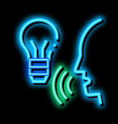 Lightbulb Voice Control Neon Glow Icon