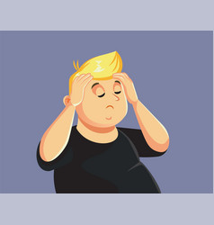 Overweight Middle Aged Man Suffering A Migraine