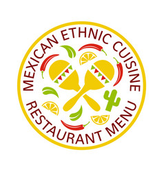 Mexican Food Round Label Emblem Badge Or Logo