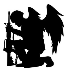 Military Angel Soldier With Wings Kneeling