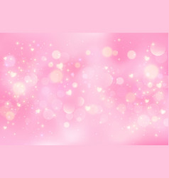 Pink Lovely Background With Hearts Bokeh