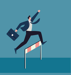 Businessman Jump Over Hurdle