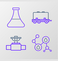 Set Line Molecule Oil Industry Pipe And Valve