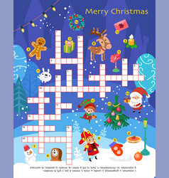 Christmas Crossword Puzzle Game For Children Set