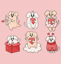 Romantic Dogs Collection Cute Pets With Heart