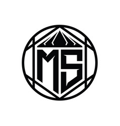 Ms Letter Logo Monogram Hexagon Slice Crown Sharp