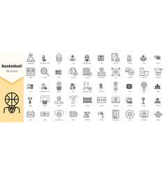 Simple Outline Set Of Basketball Icons Linear