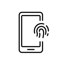 Touch Id In Cellphone Line Icon Fingerprint