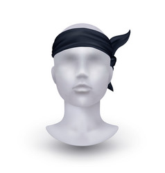 Bandana On Mannequin Human Head Black Cotton