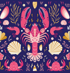 Lobsters And Crabs Seafood Marine Pattern