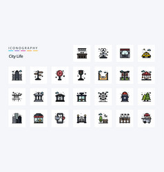 25 City Life Line Filled Style Icon Pack