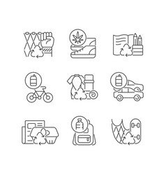 Reducing Waste Linear Icons Set