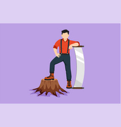 Cartoon Flat Style Drawing Smiling Lumberjack