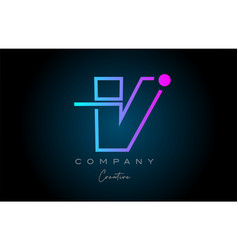 Pink And Blue V Alphabet Letter Logo Icon Design