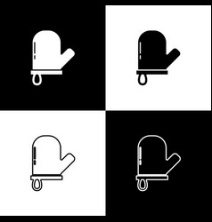 Set Oven Glove Icon Isolated On Black And White