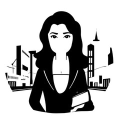 Business Woman In The City In A Flat Style