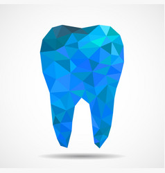 Polygonal Blue Tooth Isolated On White Background