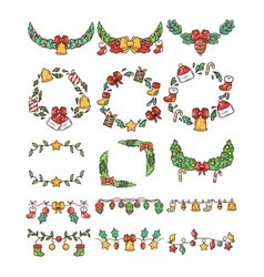 Set Of Christmas Wreath Hand Drawn Collection