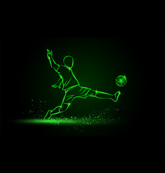 Football Player Hits The Ball In The Dark