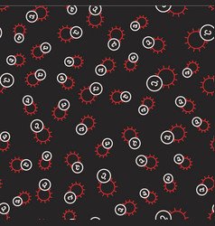 Line Sun Icon Isolated Seamless Pattern On Black